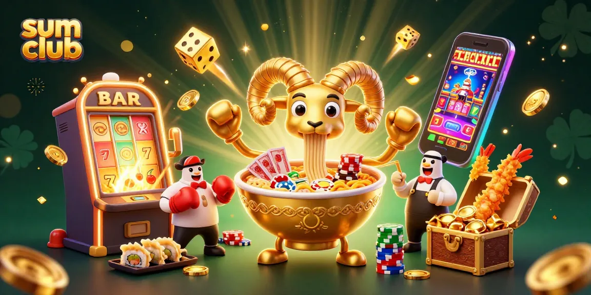 Play exciting games at sum club with our playful ramen bowl dealer and vibrant casino elements.