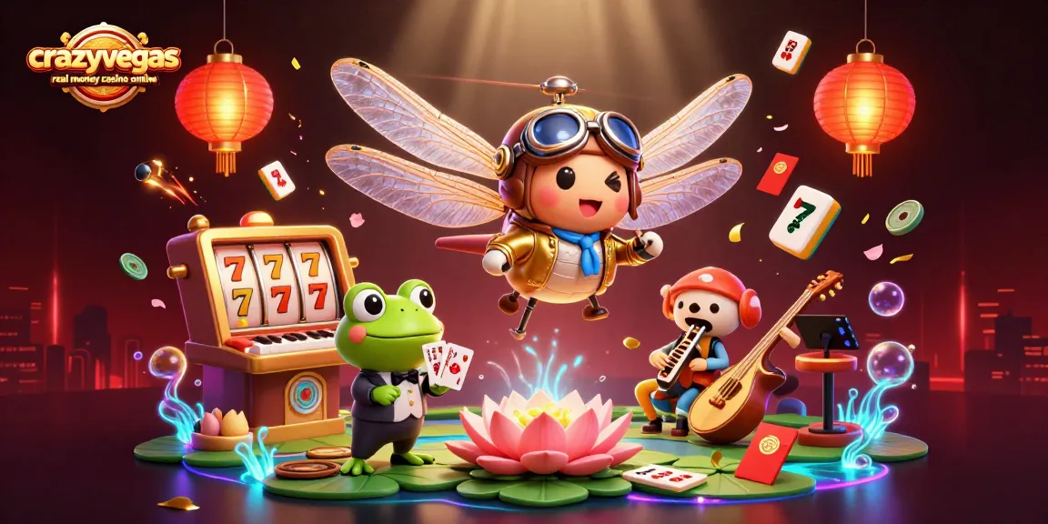 Engage with exciting games at crazyvegas real money casino online with a vibrant 3D casino scene.