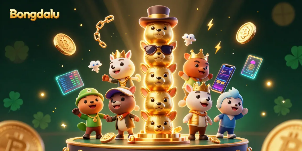 Bongdalu showcases an exciting 3D lively totem pole surrounded by active cryptocurrency elements in a vibrant casino scene.