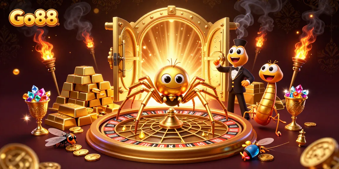 Bet wisely at Go88, where the golden spider spins fortune at the roulette wheel.