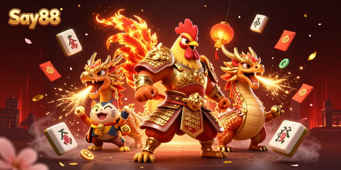 Experience exciting gaming at Say88 with vibrant characters celebrating and winning!